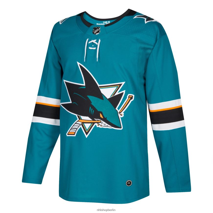 Männer NHL San Jose Sharks adidas Teal Home Authentic Blank Trikot Kleidung BF680T1991