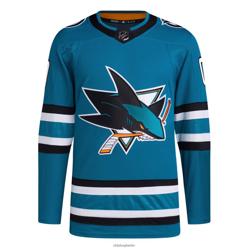 Männer NHL San Jose Sharks adidas Teal Home Primegreen Authentic Pro Custom Trikot Kleidung BF680T2011