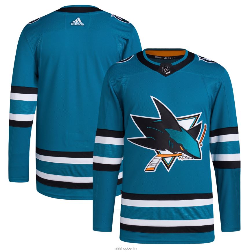 Männer NHL San Jose Sharks adidas Teal Home Primegreen authentisches Profi-Trikot Kleidung BF680T1040