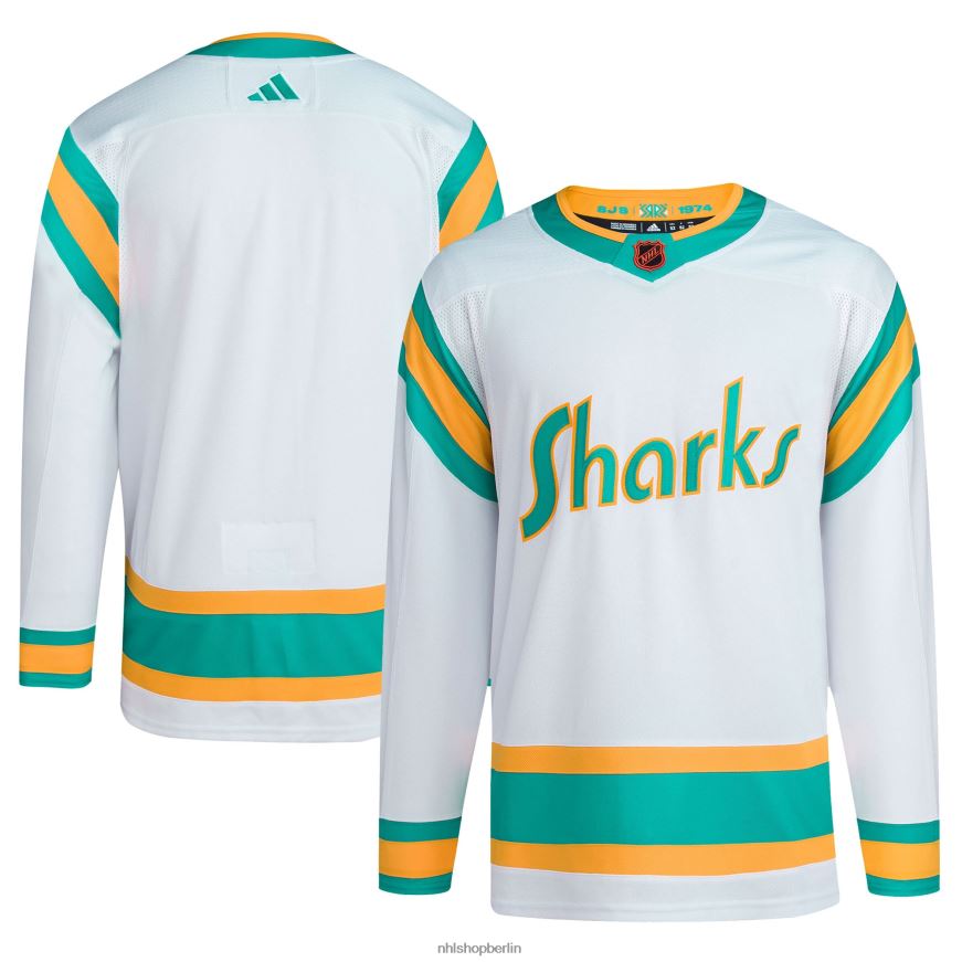 Männer NHL San Jose Sharks adidas White Reverse Retro 20 Authentic Blank Jersey Kleidung BF680T1535