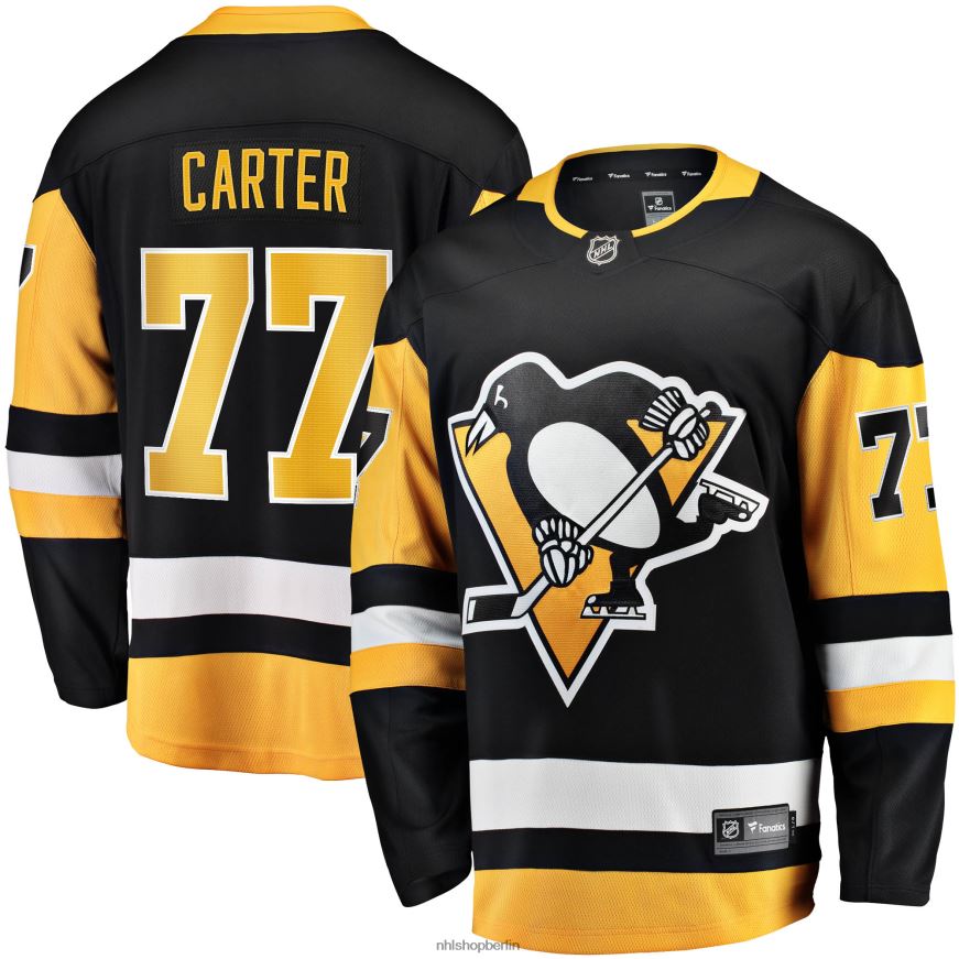 Männer NHL Schwarzes 2017/18 Home Breakaway-Replika-Trikot der Pittsburgh Penguins mit Jeff Carter Fanatics-Logo Kleidung BF680T1910