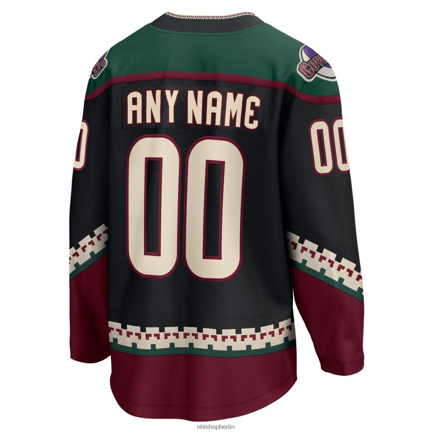 Männer NHL Schwarzes 2021/22 Heim-Breakaway-Trikot der Arizona Coyotes mit Fanatics-Logo Kleidung BF680T663