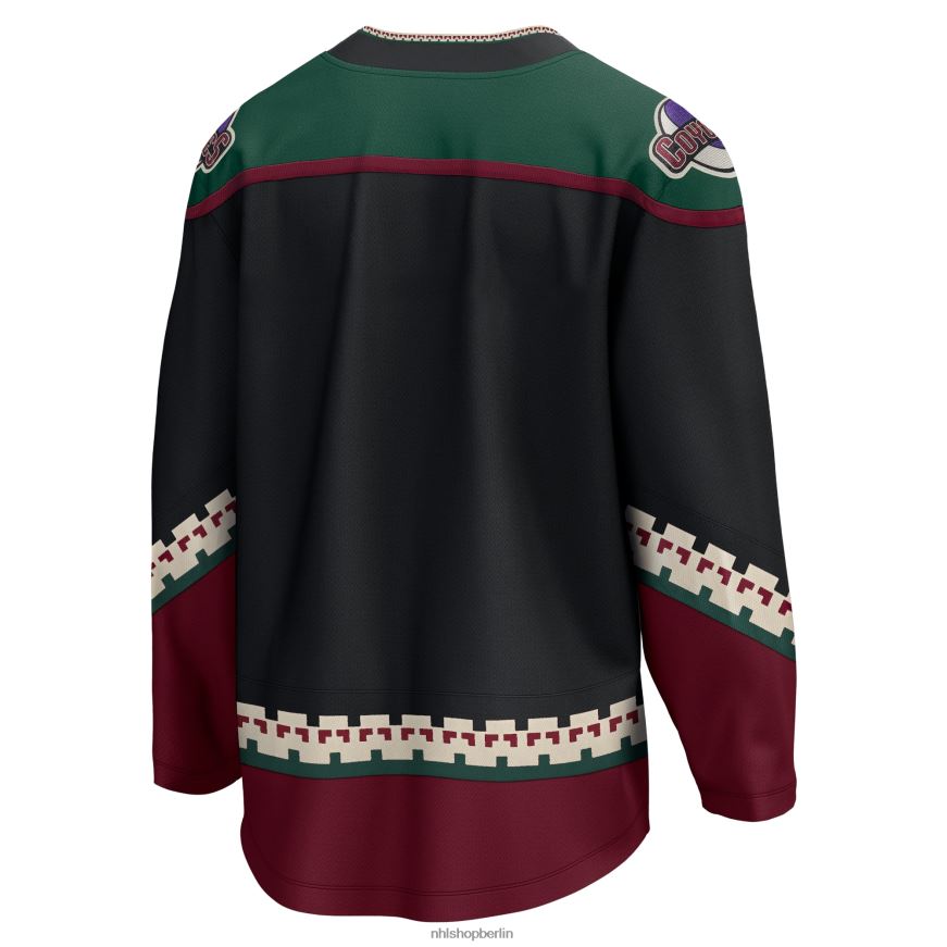 Männer NHL Schwarzes Breakaway-Heimtrikot 2021/22 mit Fanatics-Logo der Arizona Coyotes Kleidung BF680T368