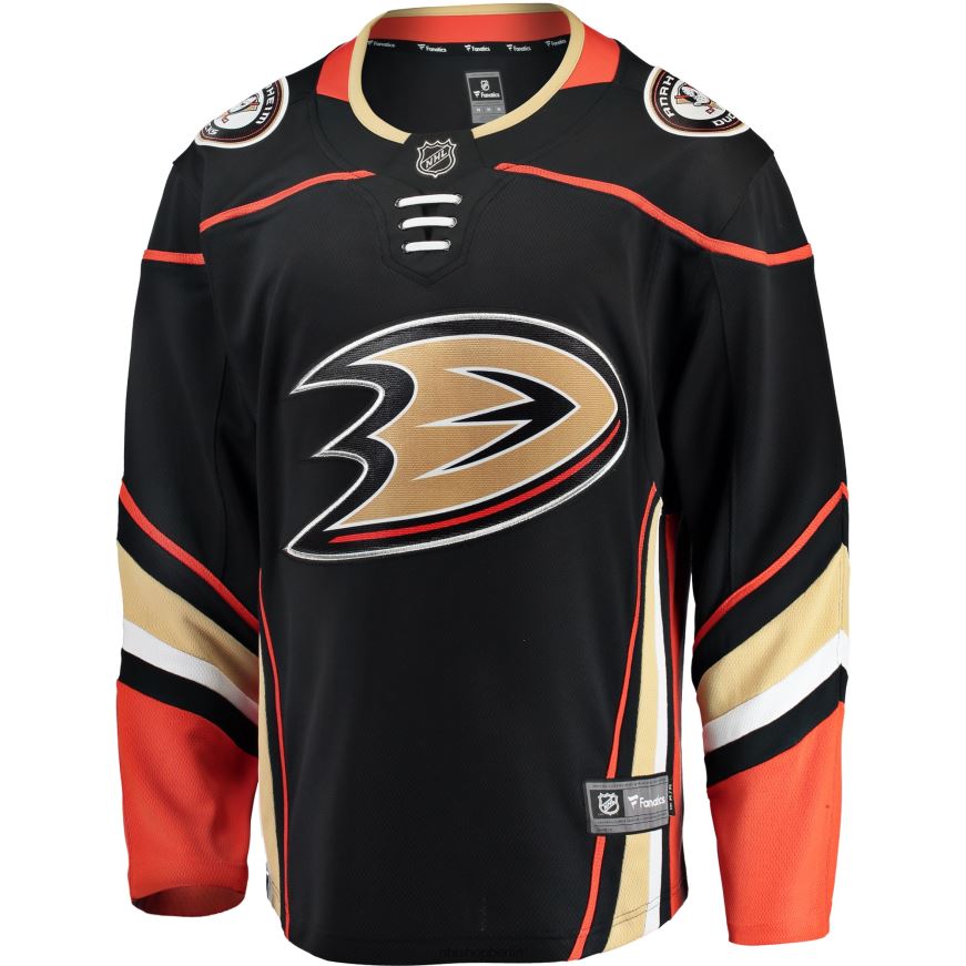 Männer NHL Schwarzes Breakaway-Heimtrikot der Anaheim Ducks mit Fanatics-Logo Kleidung BF680T622