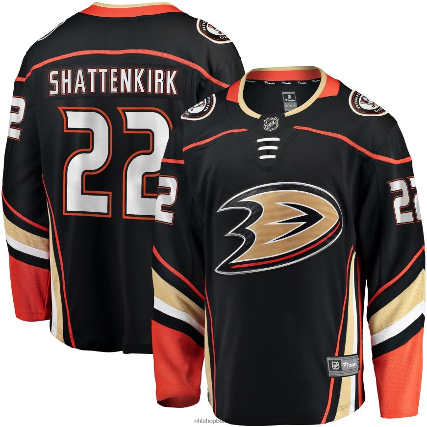 Männer NHL Schwarzes Breakaway-Heimtrikot der Anaheim Ducks mit Fanatics-Logo von Kevin Shattenkirk Kleidung BF680T1873