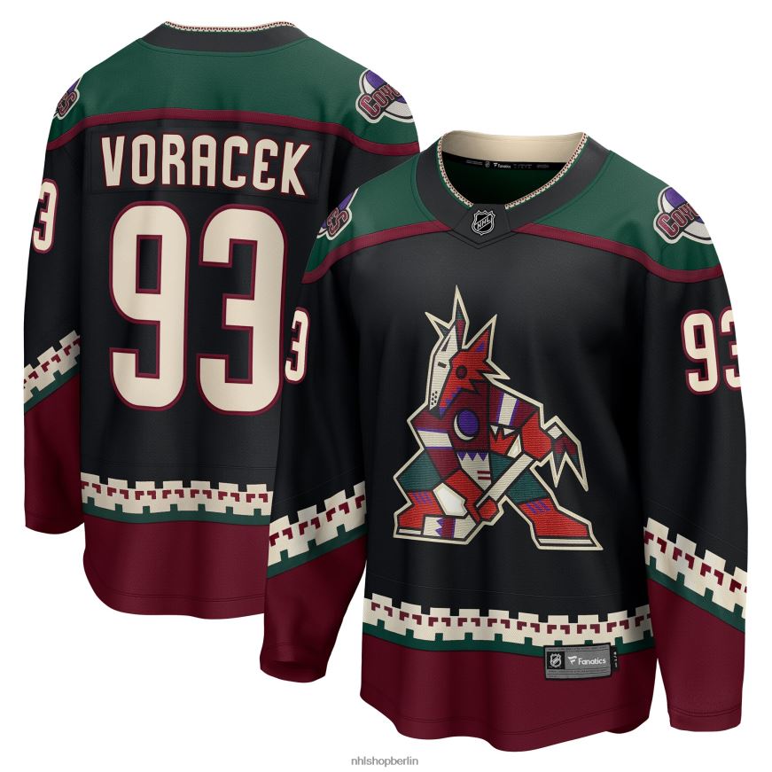 Männer NHL Schwarzes Breakaway-Heimtrikot der Arizona Coyotes mit Jakub Voracek Fanatics-Logo Kleidung BF680T1913