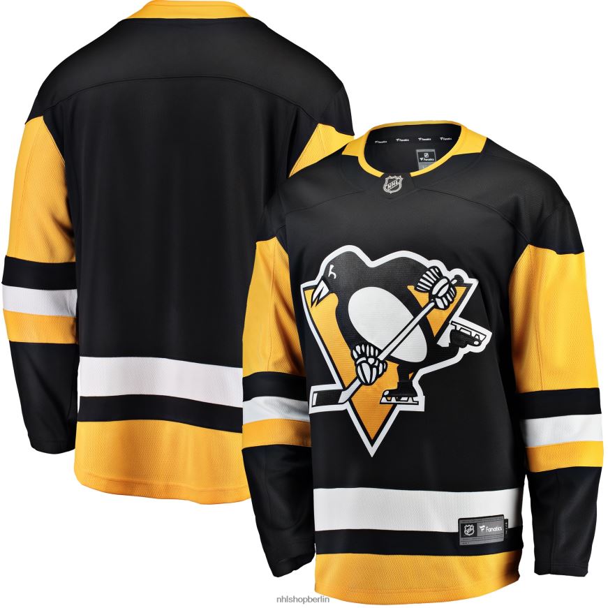 Männer NHL Schwarzes Breakaway-Heimtrikot der Pittsburgh Penguins mit Fanatics-Logo Kleidung BF680T830