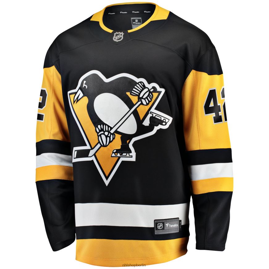 Männer NHL Schwarzes Breakaway-Heimtrikot der Pittsburgh Penguins mit Kasperi Kapanen Fanatics-Logo Kleidung BF680T1433