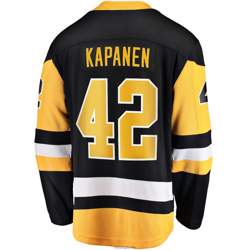 Männer NHL Schwarzes Breakaway-Heimtrikot der Pittsburgh Penguins mit Kasperi Kapanen Fanatics-Logo Kleidung BF680T1433