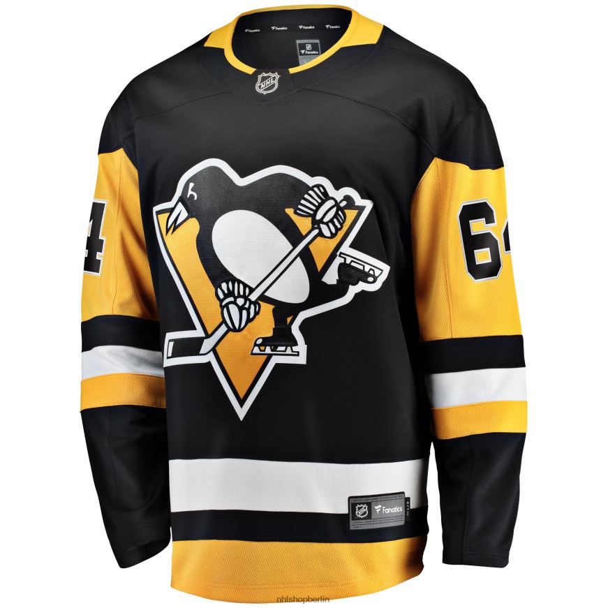 Männer NHL Schwarzes Breakaway-Heimtrikot der Pittsburgh Penguins mit Mikael Granlund Fanatics-Logo Kleidung BF680T1983