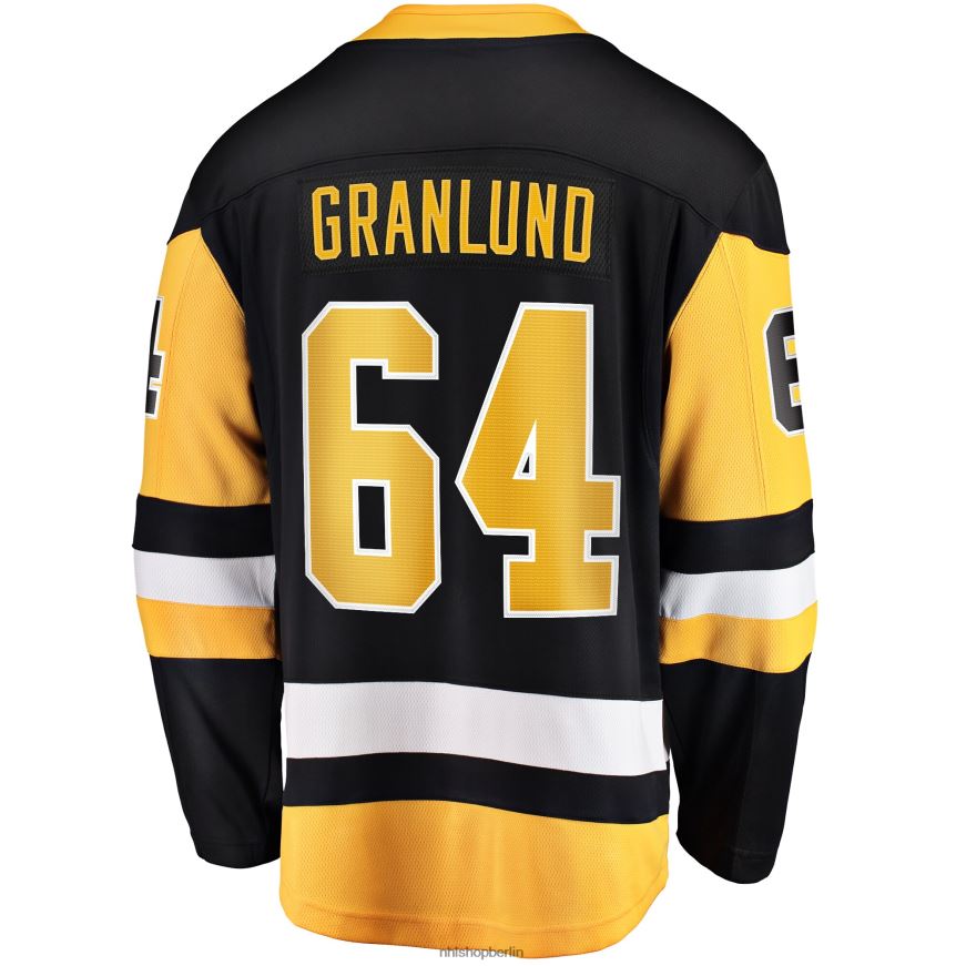 Männer NHL Schwarzes Breakaway-Heimtrikot der Pittsburgh Penguins mit Mikael Granlund Fanatics-Logo Kleidung BF680T1983