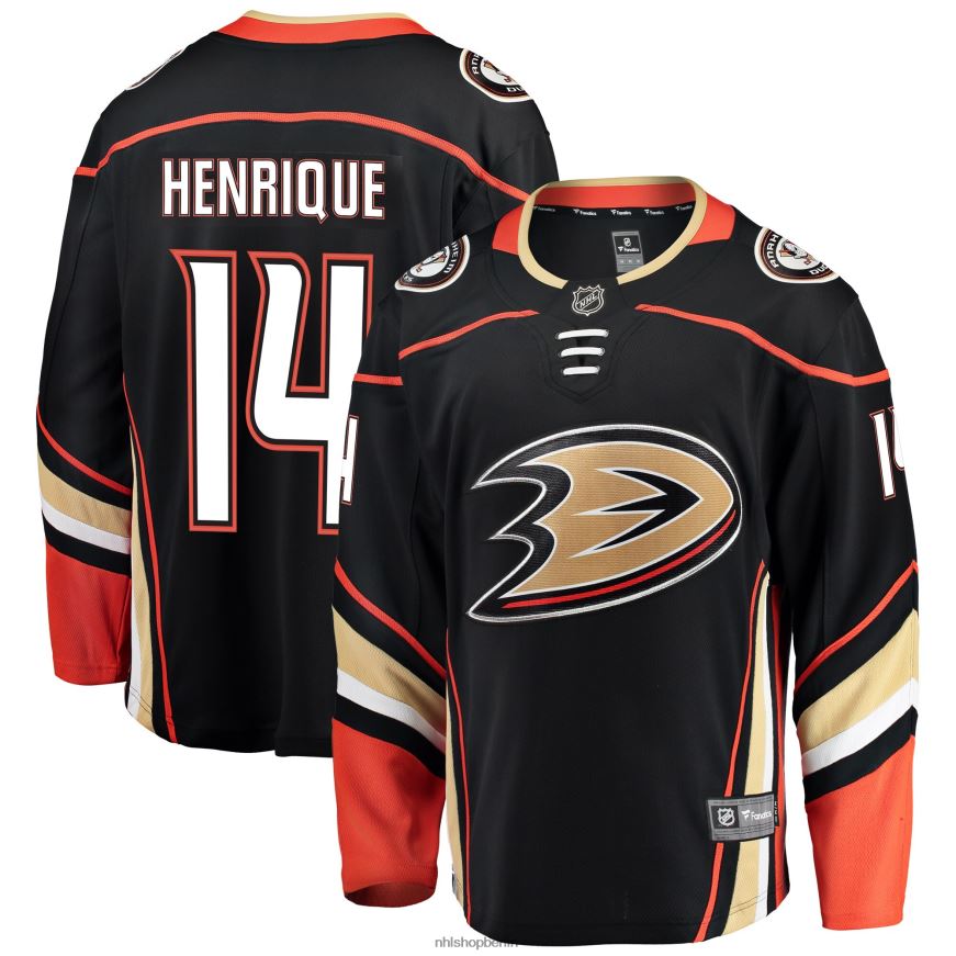 Männer NHL Schwarzes Breakaway-Spielertrikot der Anaheim Ducks mit Adam Henrique Fanatics-Logo Kleidung BF680T1836