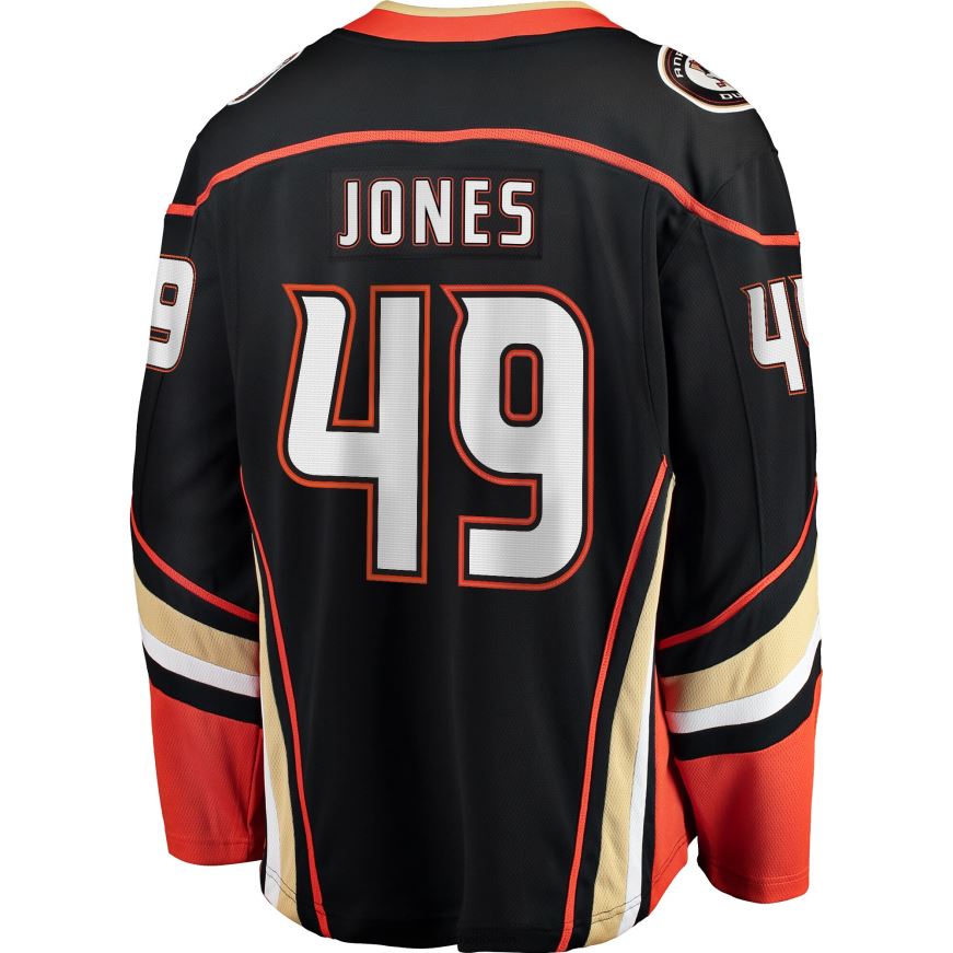 Männer NHL Schwarzes Breakaway-Spielertrikot der Anaheim Ducks mit Fanatics-Logo der Max Jones Kleidung BF680T2180