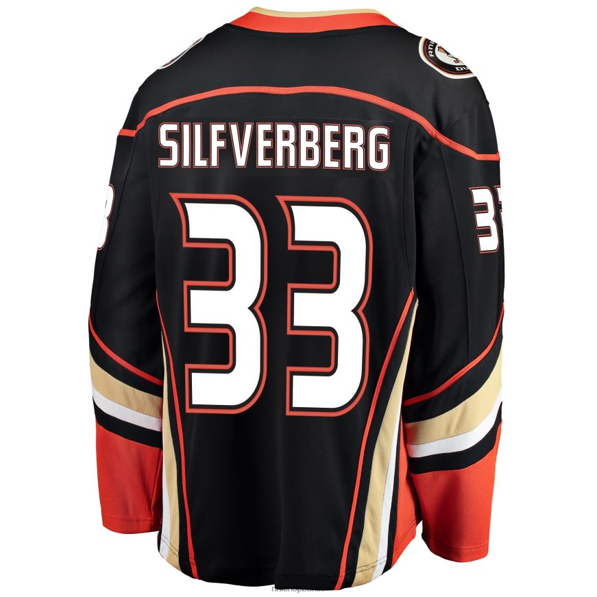 Männer NHL Schwarzes Breakaway-Spielertrikot der Anaheim Ducks mit Fanatics-Logo von Jakob Silfverberg Kleidung BF680T1487