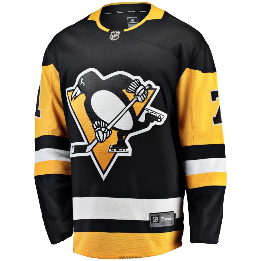 Männer NHL Schwarzes Breakaway-Spielertrikot der Pittsburgh Penguins mit Evgeni Malkin Fanatics-Logo Kleidung BF680T1070