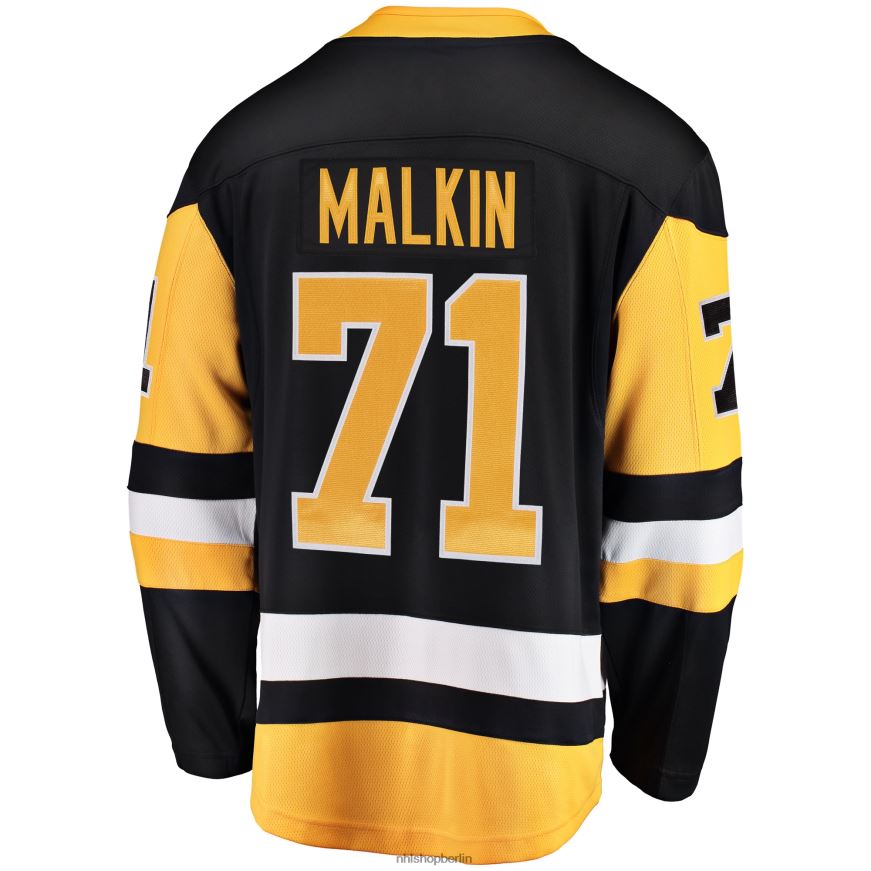 Männer NHL Schwarzes Breakaway-Spielertrikot der Pittsburgh Penguins mit Evgeni Malkin Fanatics-Logo Kleidung BF680T1070