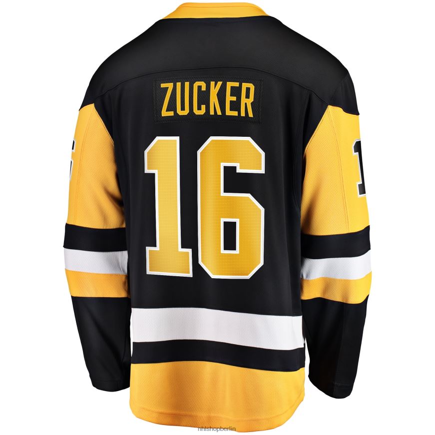 Männer NHL Schwarzes Breakaway-Spielertrikot der Pittsburgh Penguins mit Jason Zucker Fanatics-Logo Kleidung BF680T459