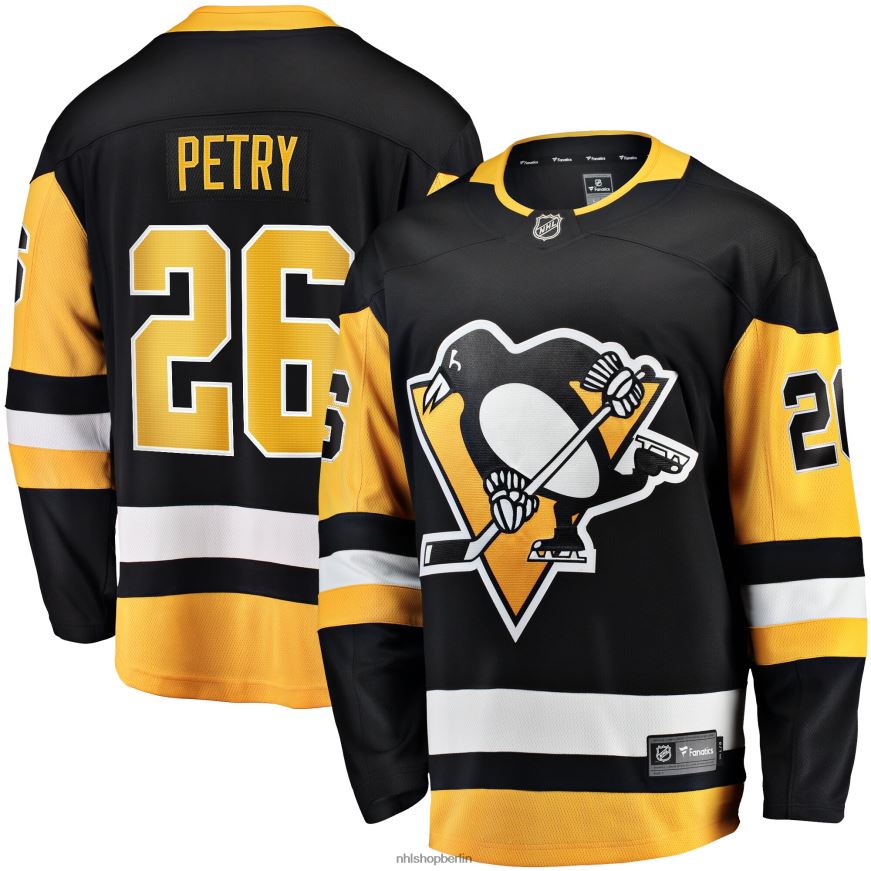 Männer NHL Schwarzes Heim-Ausreißer-Spielertrikot der Pittsburgh Penguins mit Jeff Petry Fanatics-Logo Kleidung BF680T1961