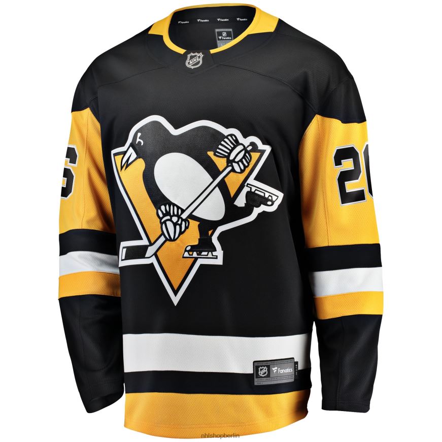 Männer NHL Schwarzes Heim-Ausreißer-Spielertrikot der Pittsburgh Penguins mit Jeff Petry Fanatics-Logo Kleidung BF680T1961