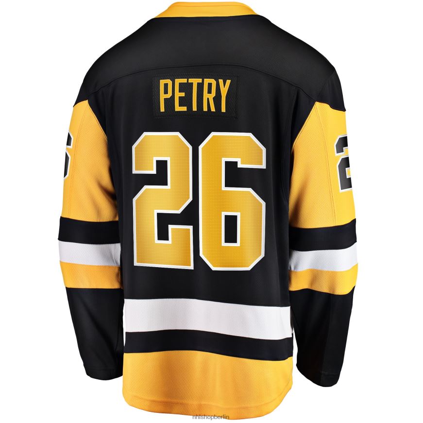 Männer NHL Schwarzes Heim-Ausreißer-Spielertrikot der Pittsburgh Penguins mit Jeff Petry Fanatics-Logo Kleidung BF680T1961