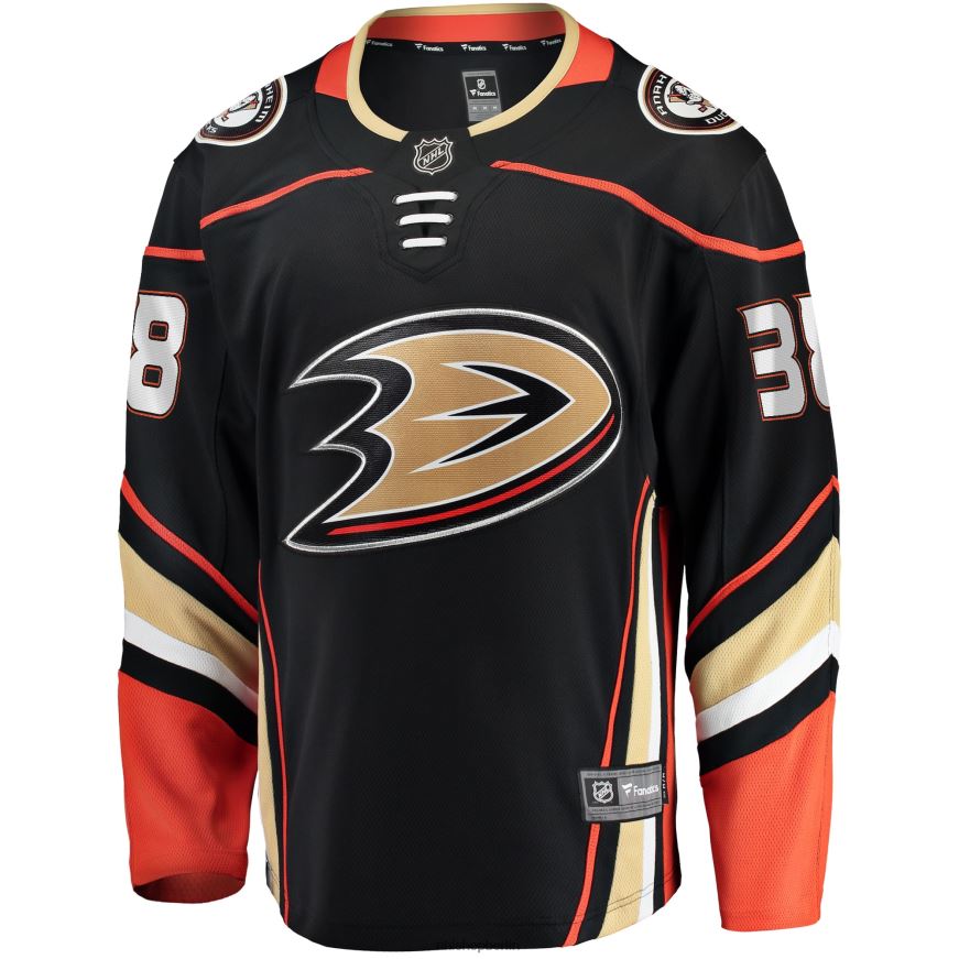 Männer NHL Schwarzes Heim-Ausreißertrikot der Anaheim Ducks mit Derek Grant Fanatics-Logo Kleidung BF680T2308