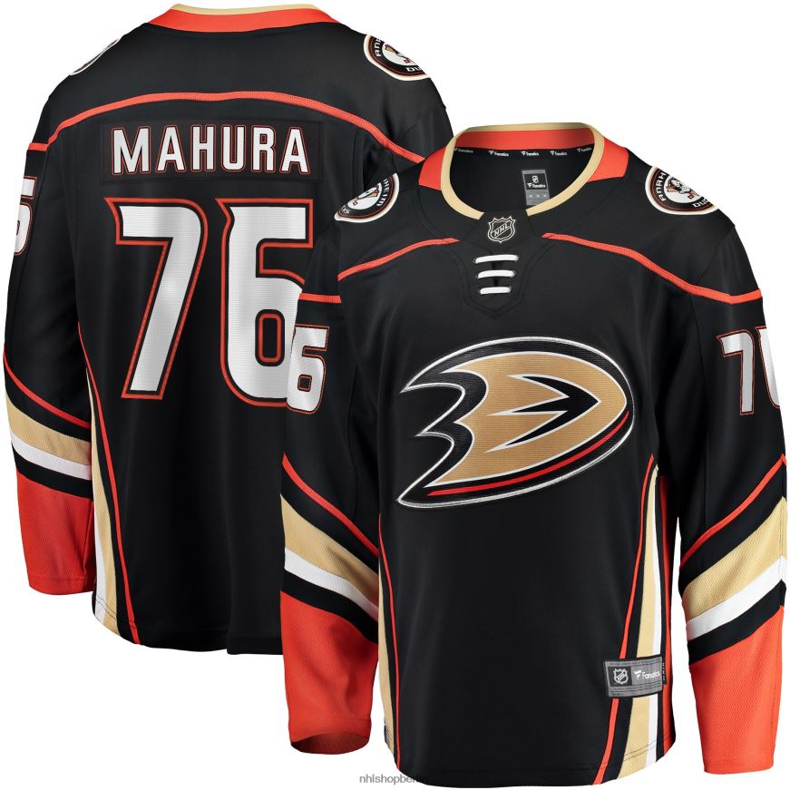 Männer NHL Schwarzes Heim-Ausreißertrikot der Anaheim Ducks mit Fanatics-Logo von Josh Mahura Kleidung BF680T2273