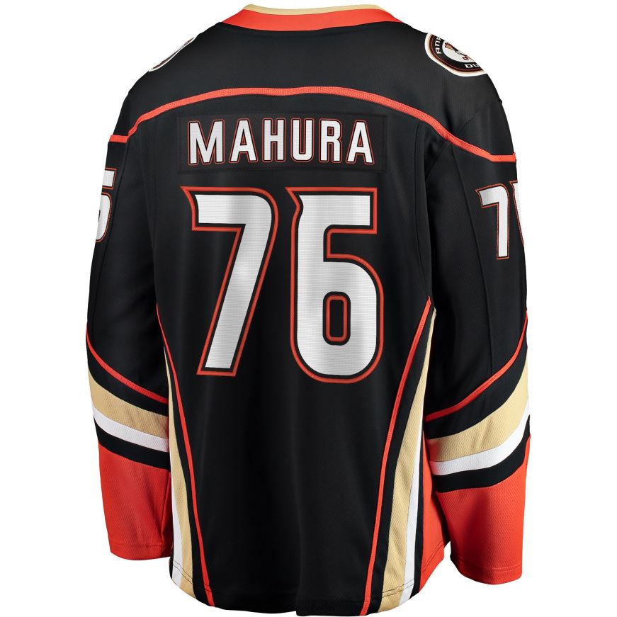 Männer NHL Schwarzes Heim-Ausreißertrikot der Anaheim Ducks mit Fanatics-Logo von Josh Mahura Kleidung BF680T2273