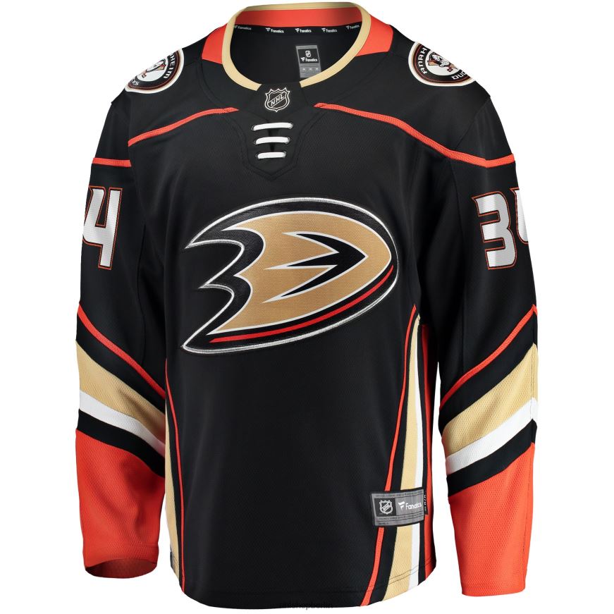 Männer NHL Schwarzes Heim-Ausreißertrikot der Anaheim Ducks mit Jamie Drysdale Fanatics-Logo Kleidung BF680T1679