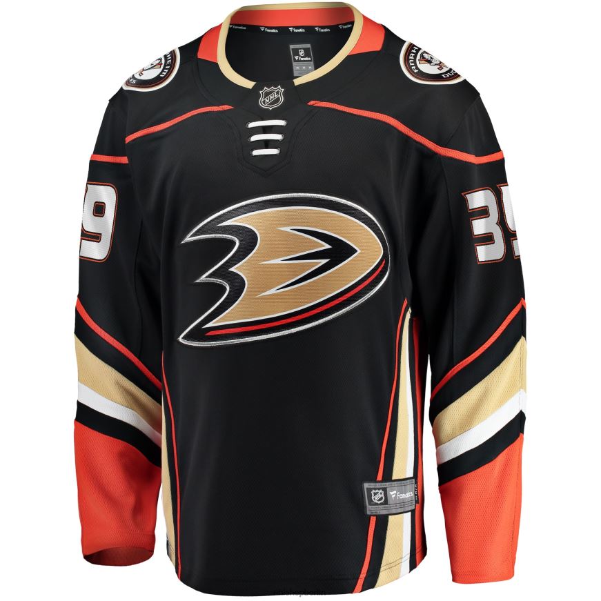 Männer NHL Schwarzes Heim-Ausreißertrikot der Anaheim Ducks mit Sam-Carrick-Fanatiker-Logo Kleidung BF680T2218