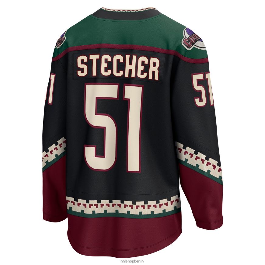 Männer NHL Schwarzes Heim-Ausreißertrikot der Arizona Coyotes mit Fanatics-Logo von Troy Stecher Kleidung BF680T2382