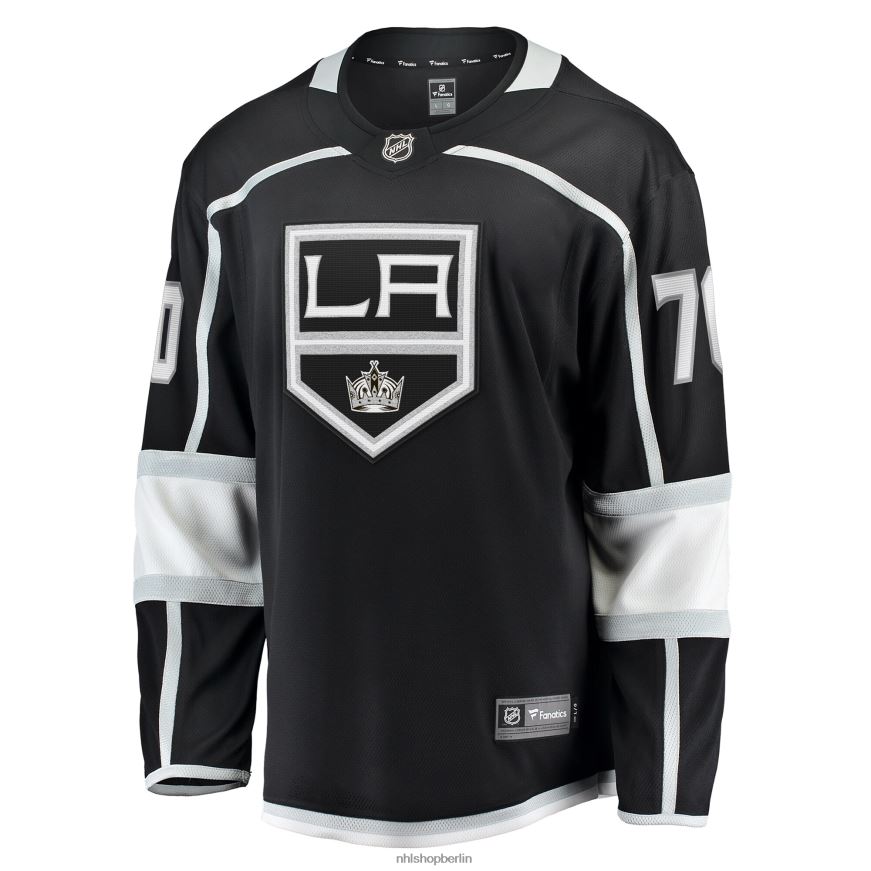 Männer NHL Schwarzes Heim-Ausreißertrikot der Los Angeles Kings mit Joonas Korpisalo Fanatics-Logo Kleidung BF680T1903