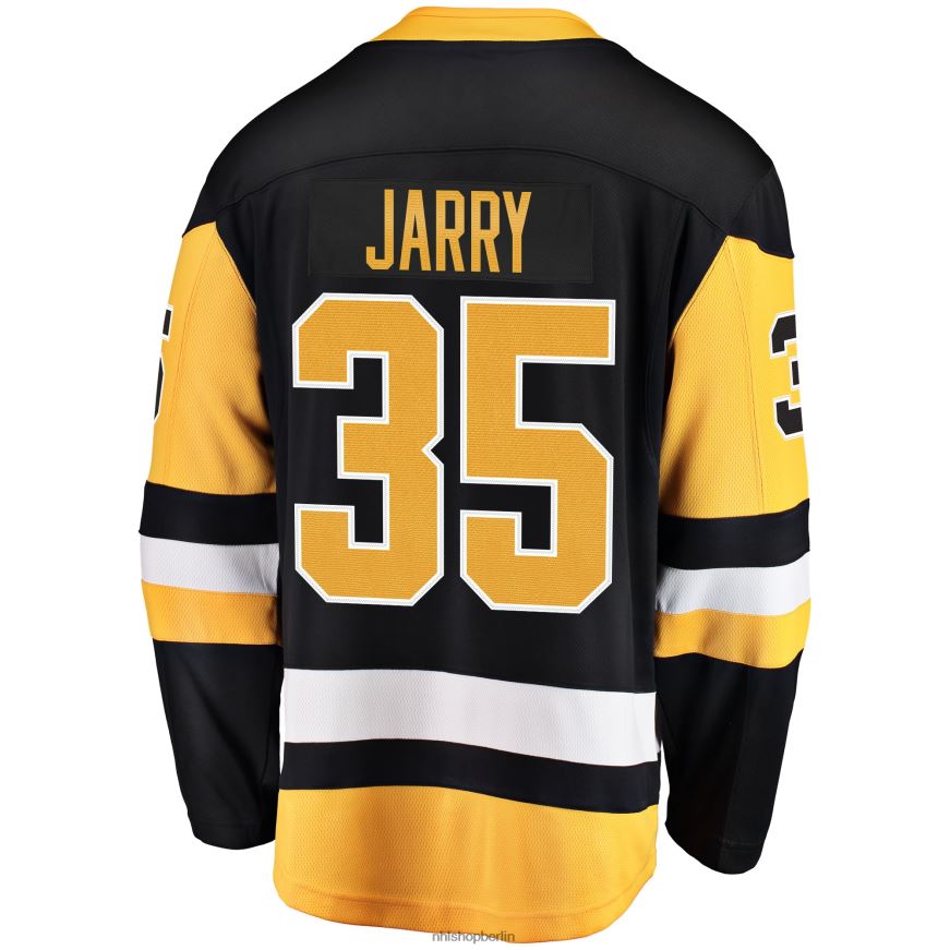 Männer NHL Schwarzes Heim-Ausreißertrikot der Pittsburgh Penguins mit Fanatics-Logo von Tristan Jarry Kleidung BF680T551