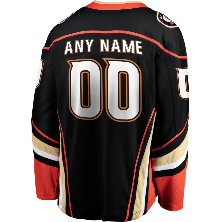 Männer NHL Schwarzes Heim-Breakaway-Trikot der Anaheim Ducks mit Fanatics-Logo Kleidung BF680T457