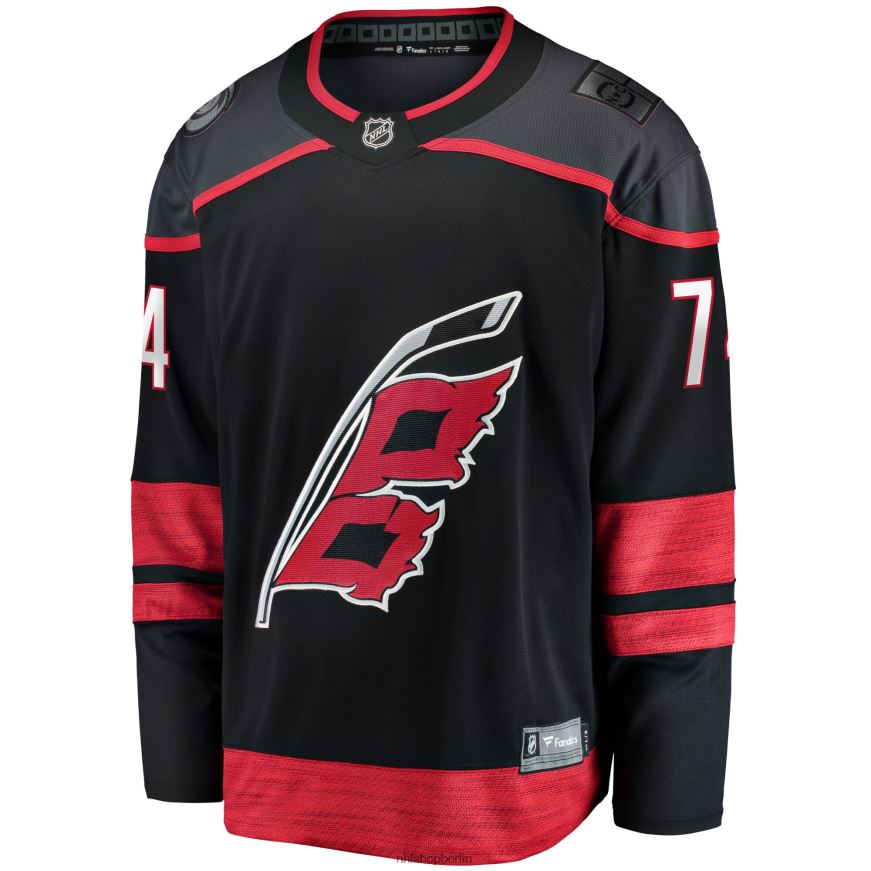 Männer NHL Schwarzes Heimtrikot der Breakaway-Spieler der Carolina Hurricanes mit Jacob Slavin Fanatics-Logo Kleidung BF680T881