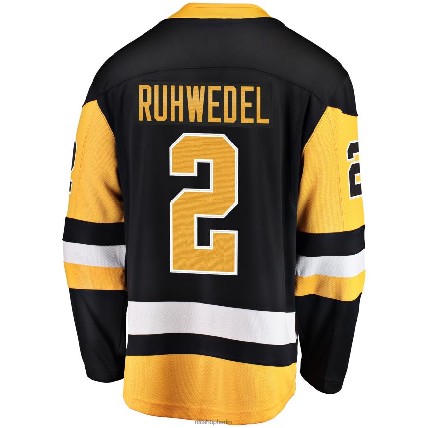 Männer NHL Schwarzes Heimtrikot der Pittsburgh Penguins mit Fanatics-Logo von Chad Ruhwedel Kleidung BF680T1817