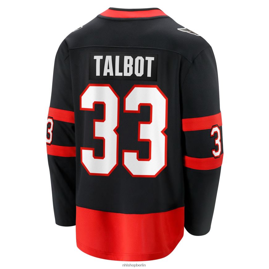 Männer NHL Schwarzes Home-Breakaway-Spielertrikot der Ottawa Senators mit Cam Talbot Fanatics-Logo Kleidung BF680T1658