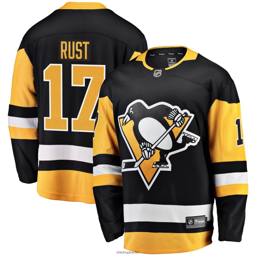 Männer NHL Schwarzes Home-Breakaway-Spielertrikot der Pittsburgh Penguins mit Bryan Rust Fanatics-Logo Kleidung BF680T1139