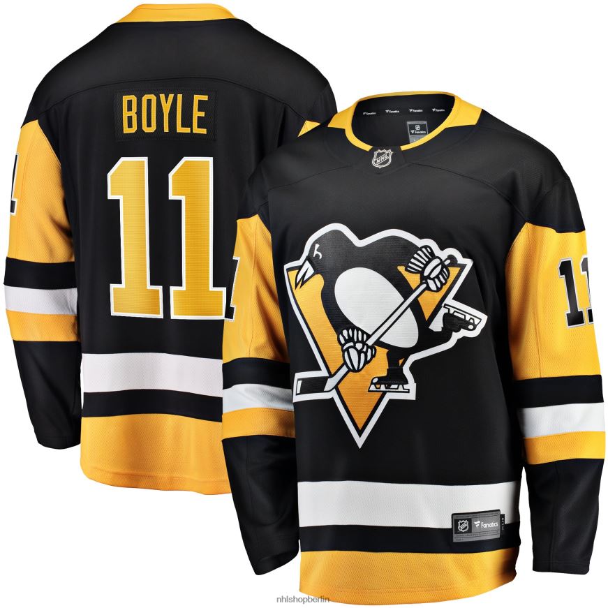 Männer NHL Schwarzes Home-Breakaway-Spielertrikot der Pittsburgh Penguins mit Fanatics-Branding von Brian Boyle Kleidung BF680T2059