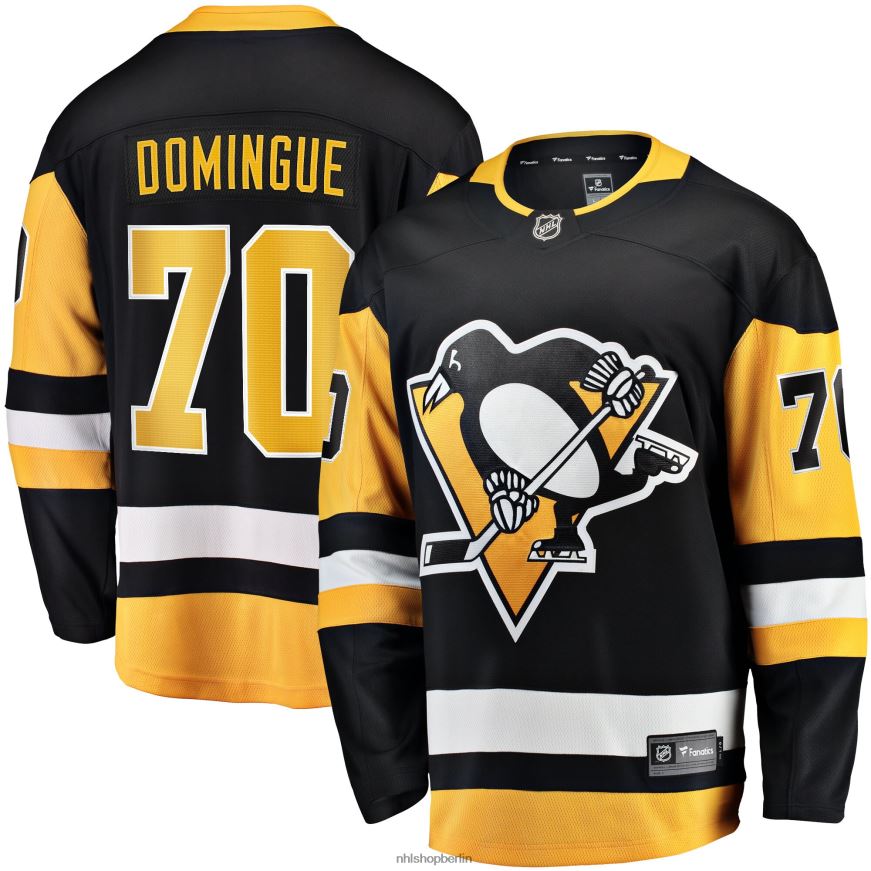 Männer NHL Schwarzes Home-Breakaway-Spielertrikot der Pittsburgh Penguins mit Fanatics-Logo der Louis Domingue Kleidung BF680T1969