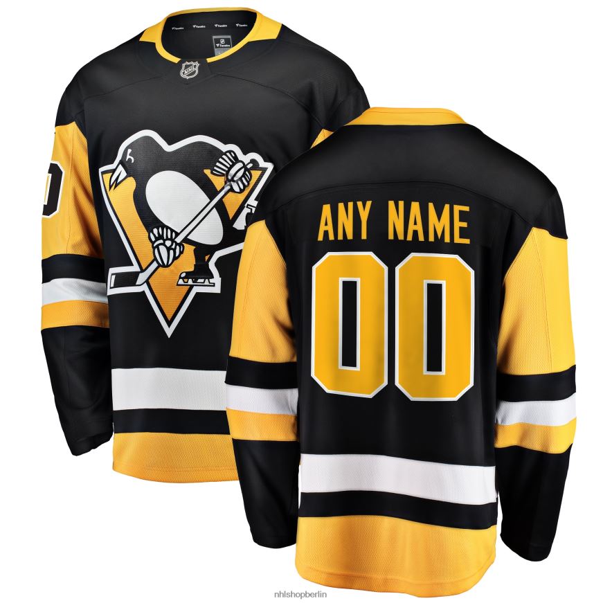 Männer NHL Schwarzes Home-Breakaway-Trikot mit Fanatics-Logo der Pittsburgh Penguins Kleidung BF680T177