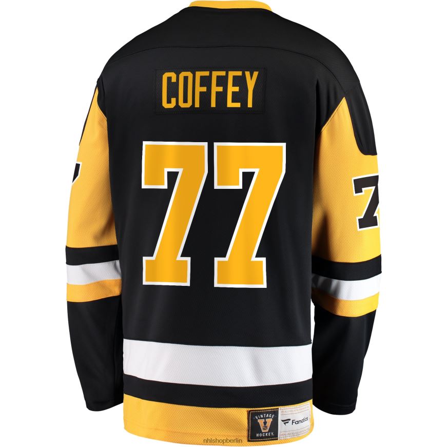 Männer NHL Schwarzes Premier Breakaway-Spielertrikot der Pittsburgh Penguins mit Fanatics-Logo von Paul Coffey Kleidung BF680T1348