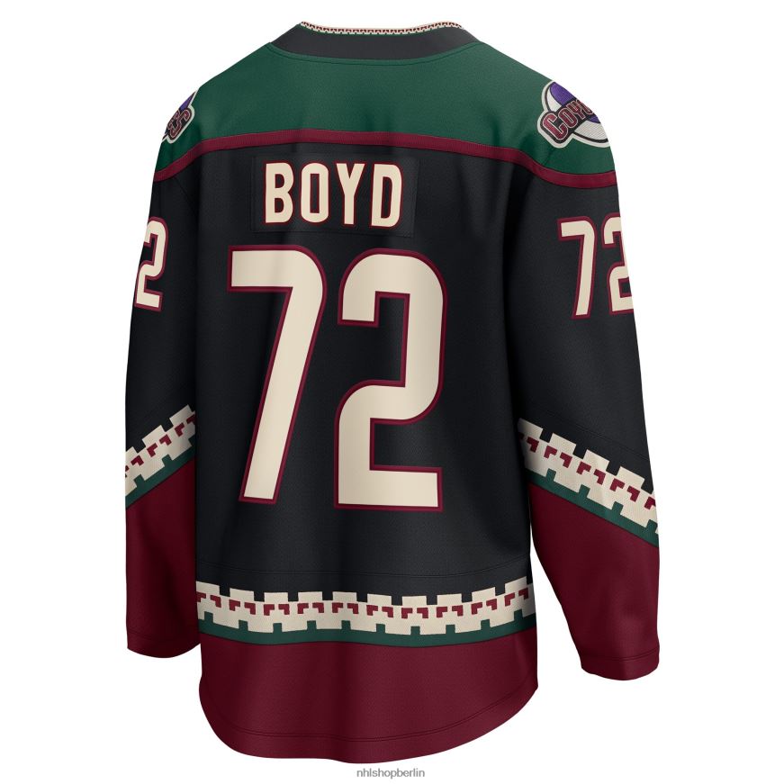 Männer NHL Schwarzes Travis Boyd-Fanatiker-Heimtrikot der Arizona Coyotes mit Fanatics-Logo Kleidung BF680T1681