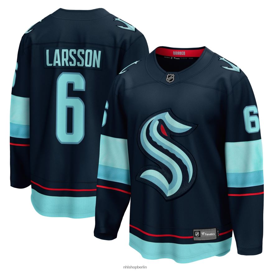 Männer NHL Seattle Kraken Adam Larsson Fanatics Branded Deep Sea Blue Breakaway-Heimtrikot Kleidung BF680T1461