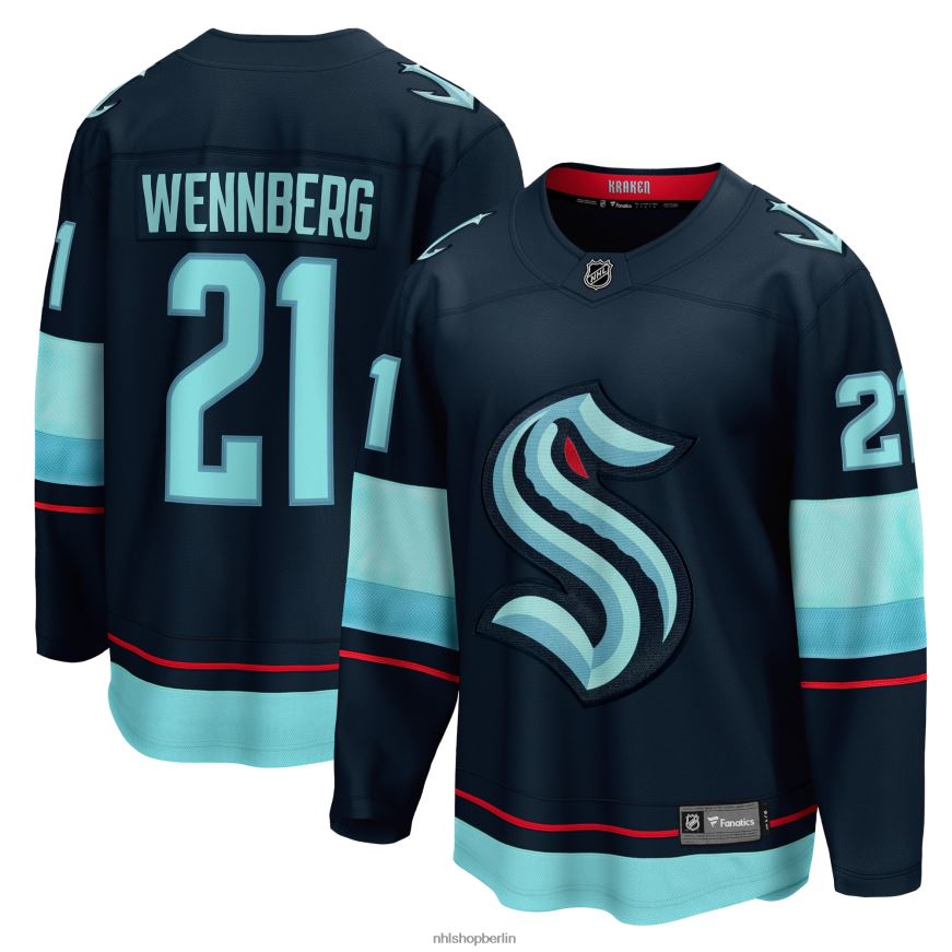 Männer NHL Seattle Kraken Alexander Wennberg Fanatics-gebrandetes marineblaues Breakaway-Spieler-Heimtrikot Kleidung BF680T1269