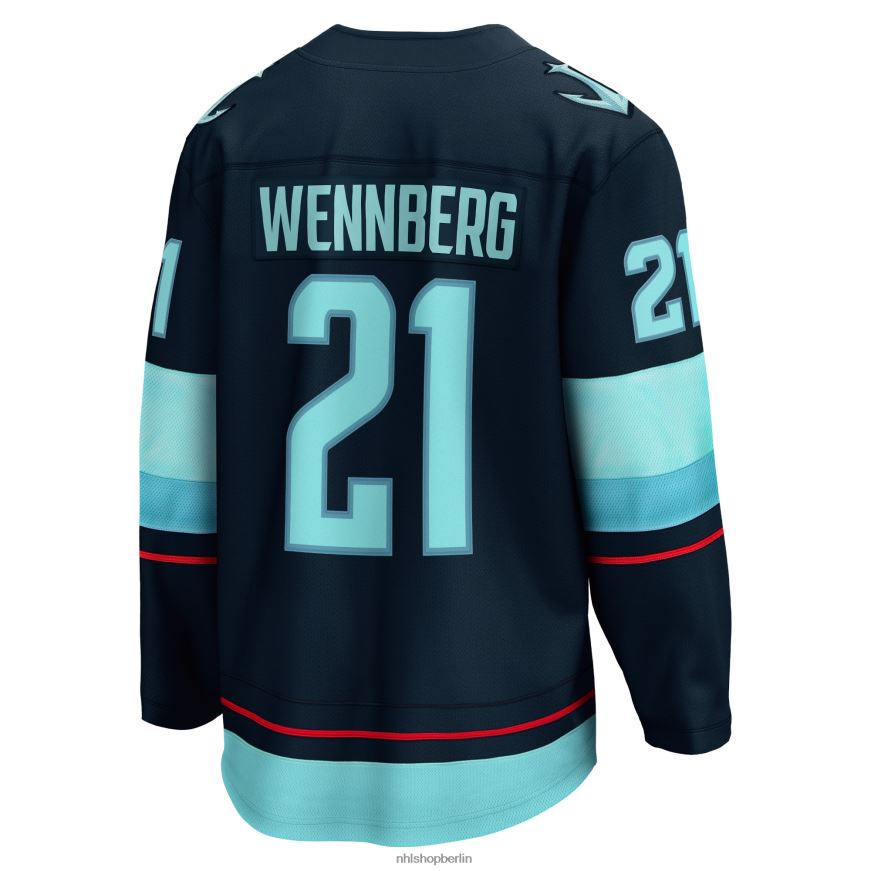 Männer NHL Seattle Kraken Alexander Wennberg Fanatics-gebrandetes marineblaues Breakaway-Spieler-Heimtrikot Kleidung BF680T1269