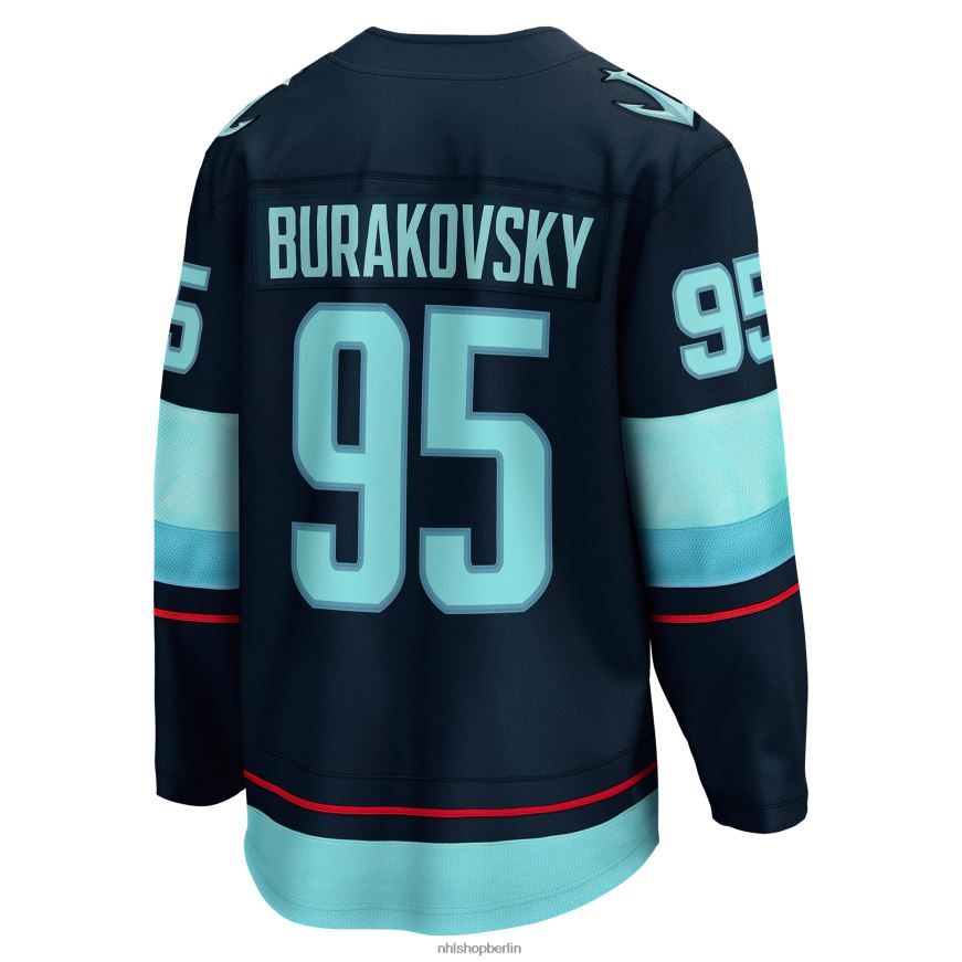 Männer NHL Seattle Kraken Andre Burakovsky Fanatics Branded Marineblaues Breakaway-Heimtrikot für Spieler Kleidung BF680T952