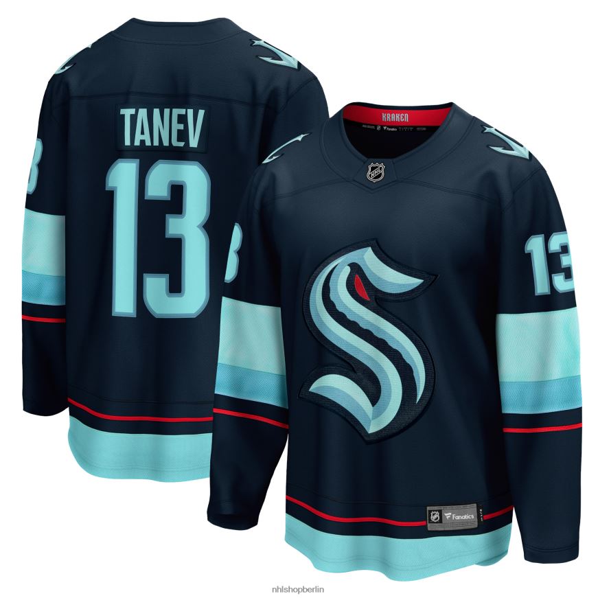 Männer NHL Seattle Kraken Brandon Tanev Fanatics Branded Deep Sea Blue Home Premier Breakaway-Spielertrikot Kleidung BF680T121