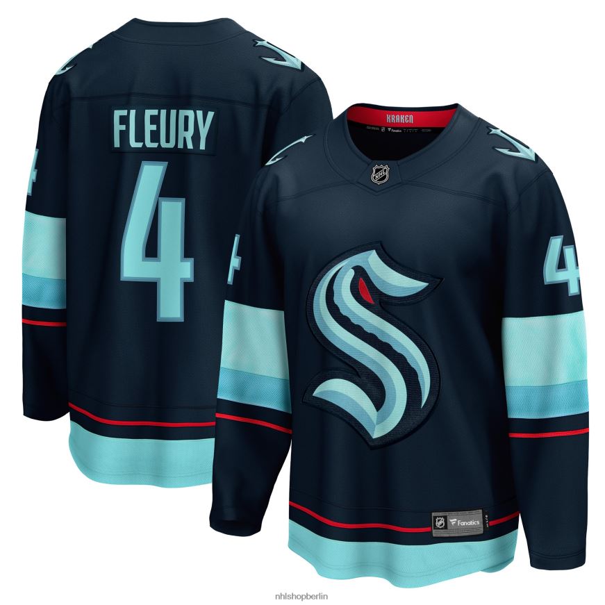 Männer NHL Seattle Kraken Haydn Fleury Fanatics Branded Deep Sea Blue Home Breakaway Player Jersey Kleidung BF680T2169