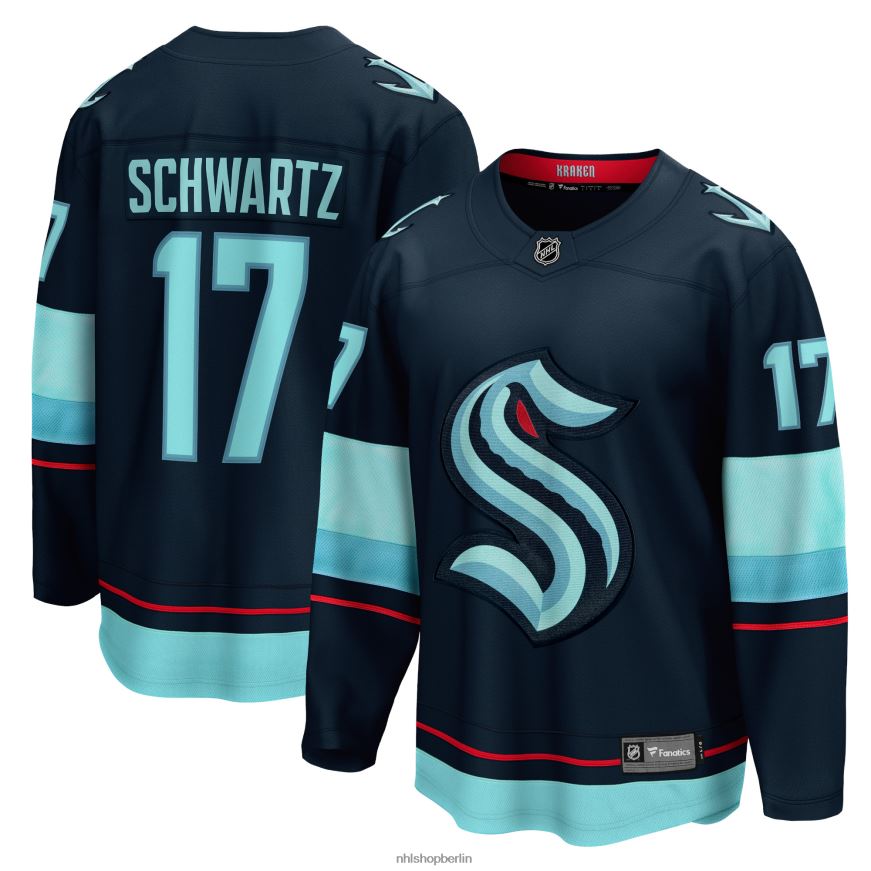 Männer NHL Seattle Kraken Jaden Schwartz Fanatics-Marken-Marine-Heimtrikot für Breakaway-Spieler Kleidung BF680T992