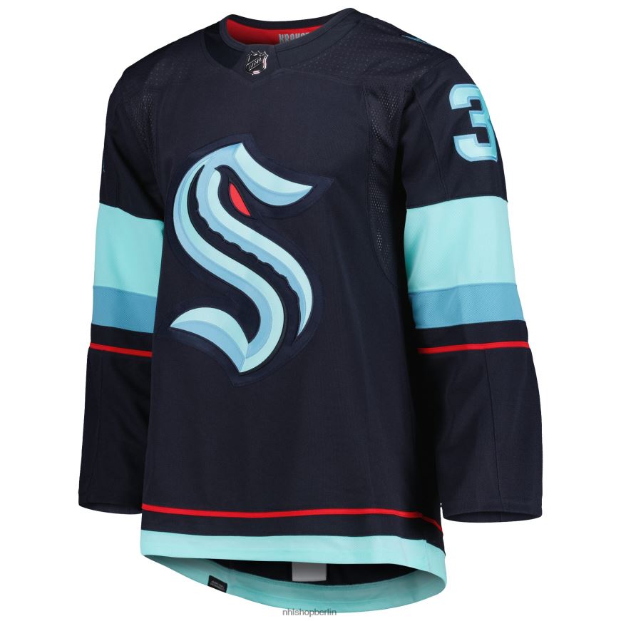 Männer NHL Seattle Kraken Philipp Grubauer Adidas Deep Sea Blue Primegreen Authentisches Profi-Heimspielertrikot Kleidung BF680T375